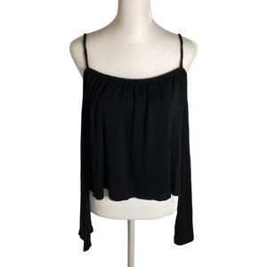 H&M Coachella Collection Small Black Off-Shoulder Cropped Flowy Top